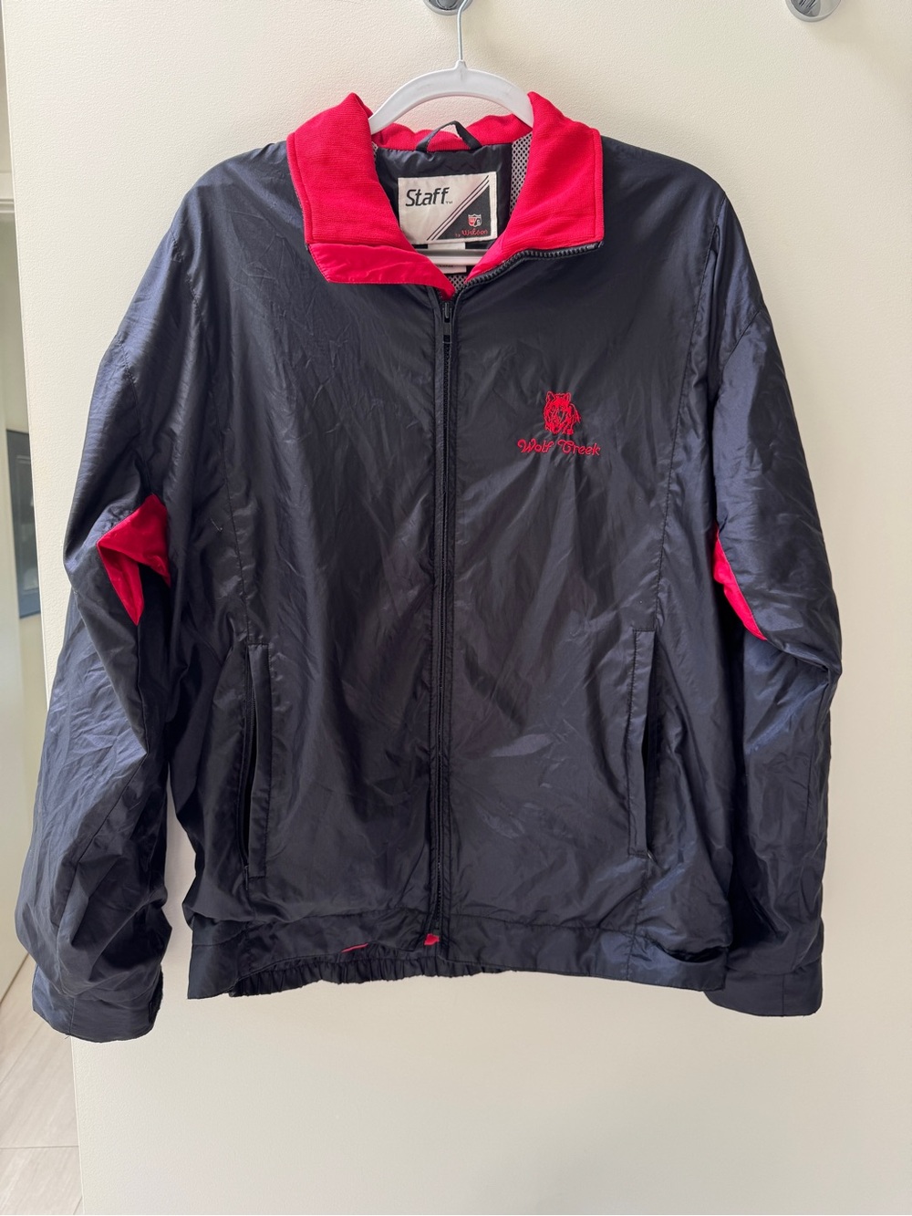 Men’s vintage Staff Black & Red Windbreaker Jacket